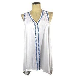 Garnet Hill Embroidered V-Neck Tunic Size XL